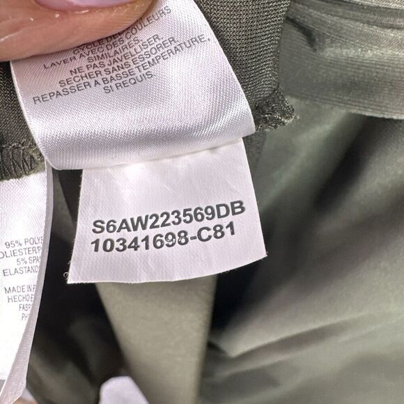 Jones Studio Midi Dress Sz 16W Olive Green Ruched Empire Waist Jersey Knit Comfy - Picture 14 of 15